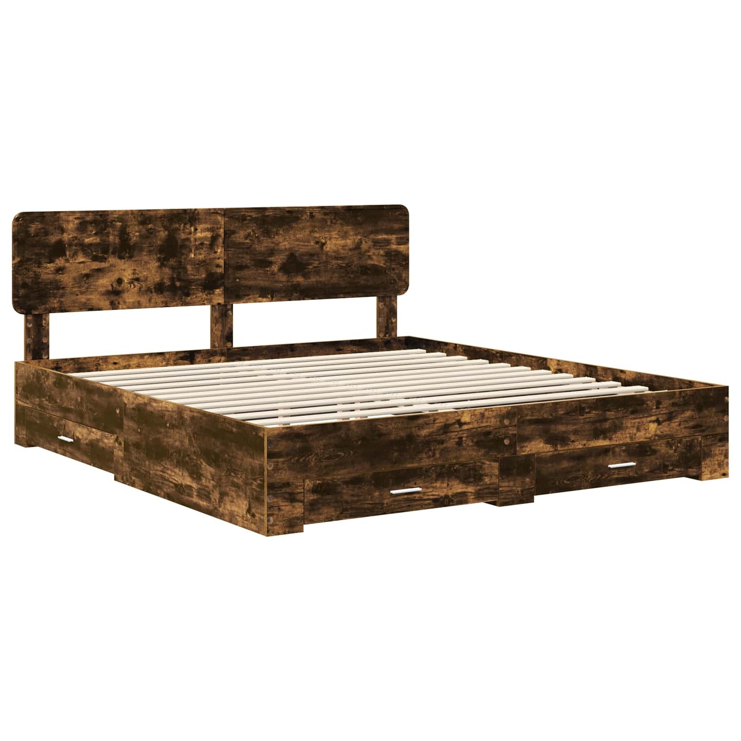 vidaXL Cadre de lit Chêne fumé 200 x 200 cm Bois d'ingénierie