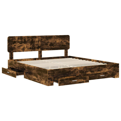 vidaXL Cadre de lit Chêne fumé 200 x 200 cm Bois d'ingénierie