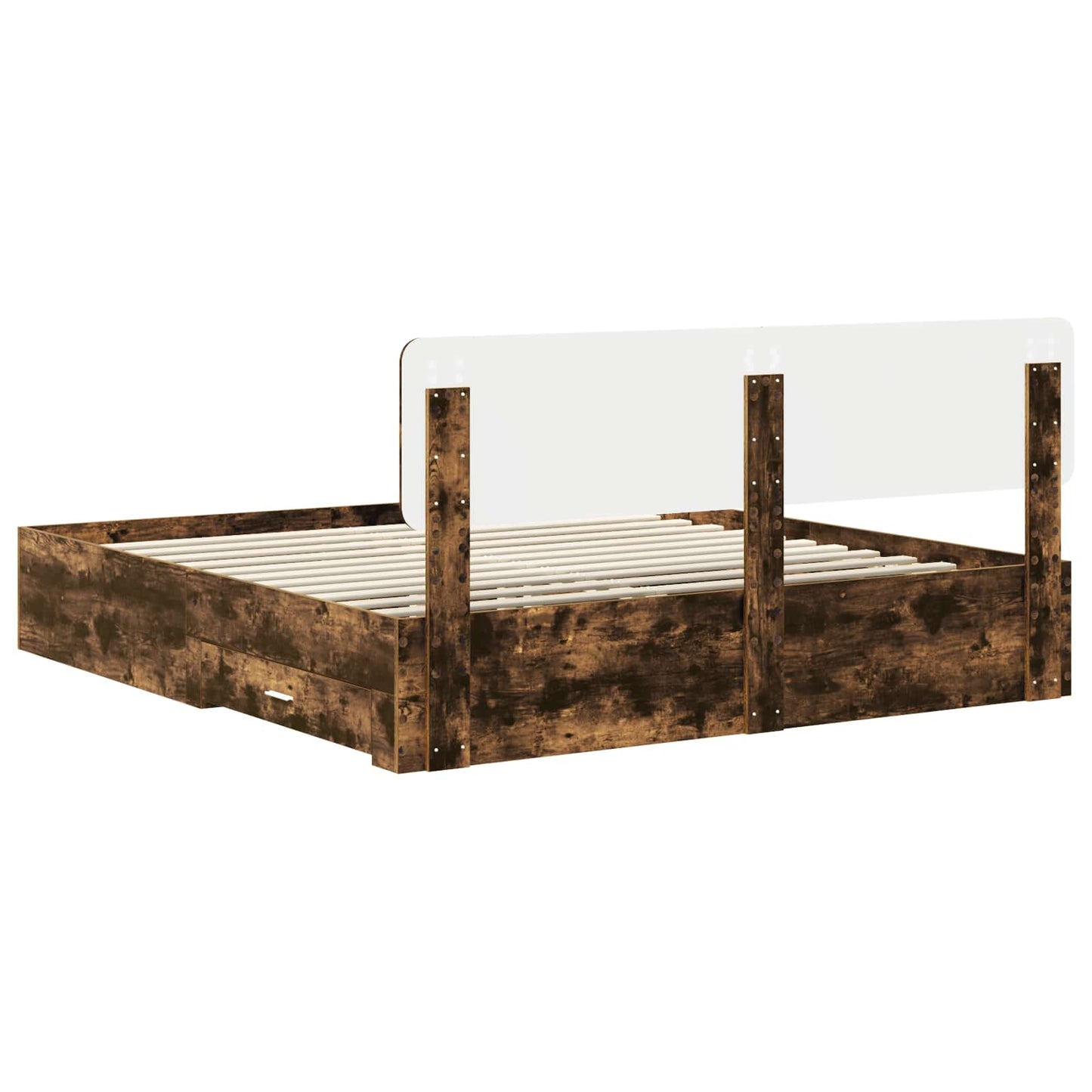 vidaXL Cadre de lit Chêne fumé 200 x 200 cm Bois d'ingénierie