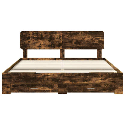 vidaXL Cadre de lit Chêne fumé 200 x 200 cm Bois d'ingénierie