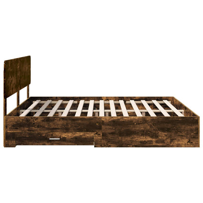 vidaXL Cadre de lit Chêne fumé 200 x 200 cm Bois d'ingénierie