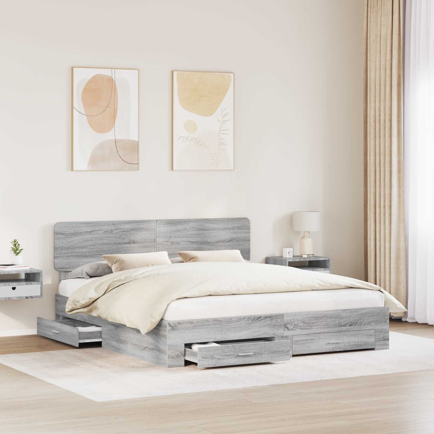 vidaXL Bettrahmen Graues Sonoma 200 x 200 cm Holzwerkstoff