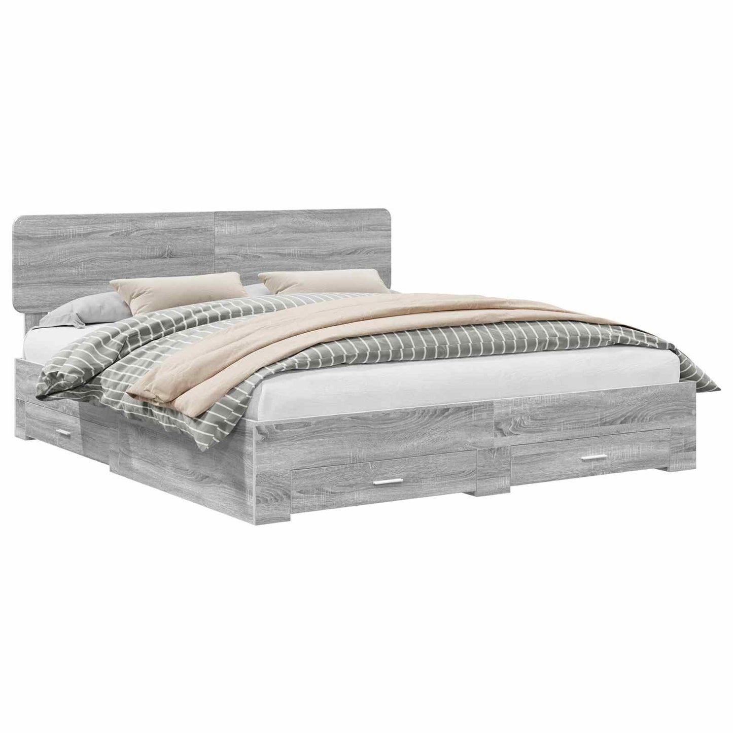 vidaXL Bettrahmen Graues Sonoma 200 x 200 cm Holzwerkstoff