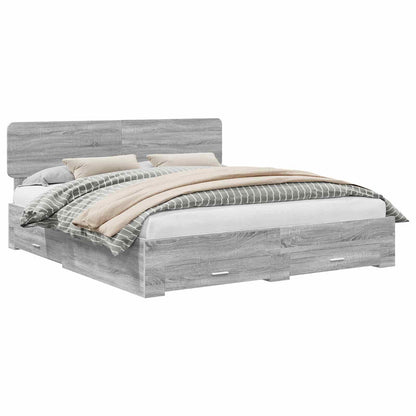 vidaXL Bettrahmen Graues Sonoma 200 x 200 cm Holzwerkstoff