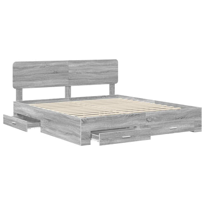 vidaXL Bettrahmen Graues Sonoma 200 x 200 cm Holzwerkstoff
