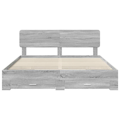 vidaXL Bettrahmen Graues Sonoma 200 x 200 cm Holzwerkstoff