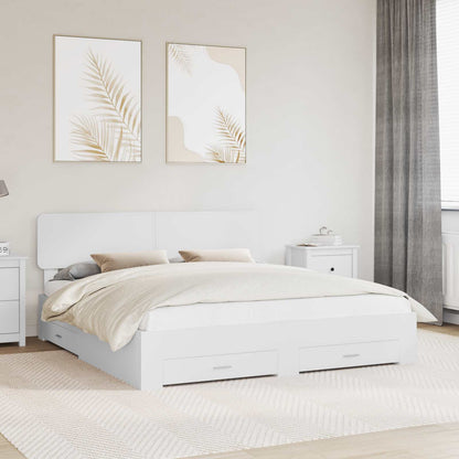 vidaXL Cadre de lit avec tête de lit Blanc 180 x 200 cm Bois d'ingénierie