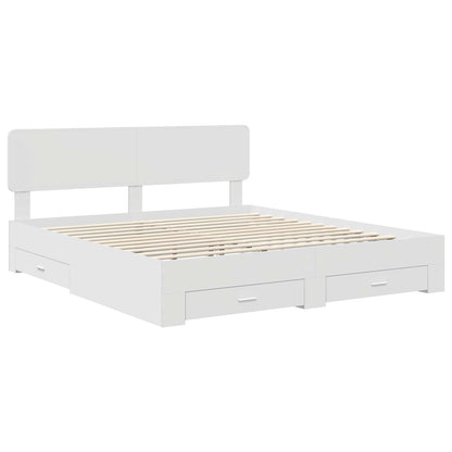 vidaXL Cadre de lit avec tête de lit Blanc 180 x 200 cm Bois d'ingénierie