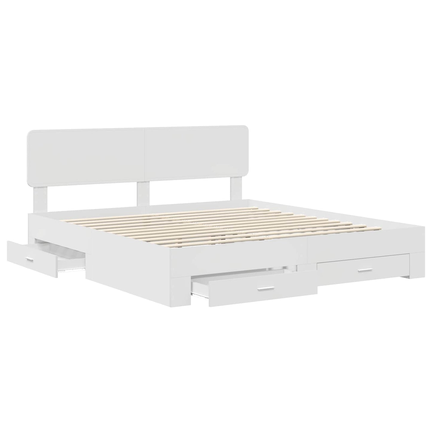 vidaXL Cadre de lit avec tête de lit Blanc 180 x 200 cm Bois d'ingénierie