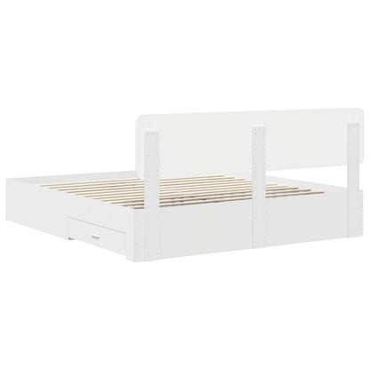 vidaXL Cadre de lit avec tête de lit Blanc 180 x 200 cm Bois d'ingénierie