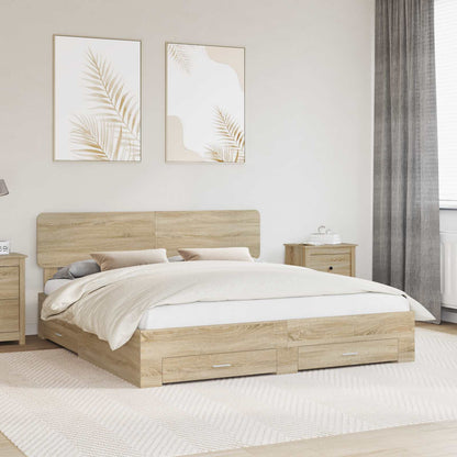vidaXL Bettrahmen mit Kopfteil Sonoma-Eiche 180 x 200 cm Holzwerkstoff