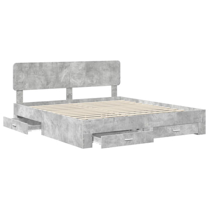 vidaXL Bettrahmen mit Kopfteil Beton Grau 180 x 200 cm Holzwerkstoff