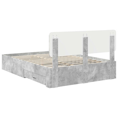 vidaXL Bettrahmen mit Kopfteil Beton Grau 160 x 200 cm Holzwerkstoff