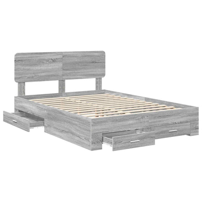 vidaXL Bettrahmen Graues Sonoma 160 x 200 cm Holzwerkstoff