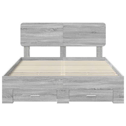 vidaXL Bettrahmen Graues Sonoma 160 x 200 cm Holzwerkstoff