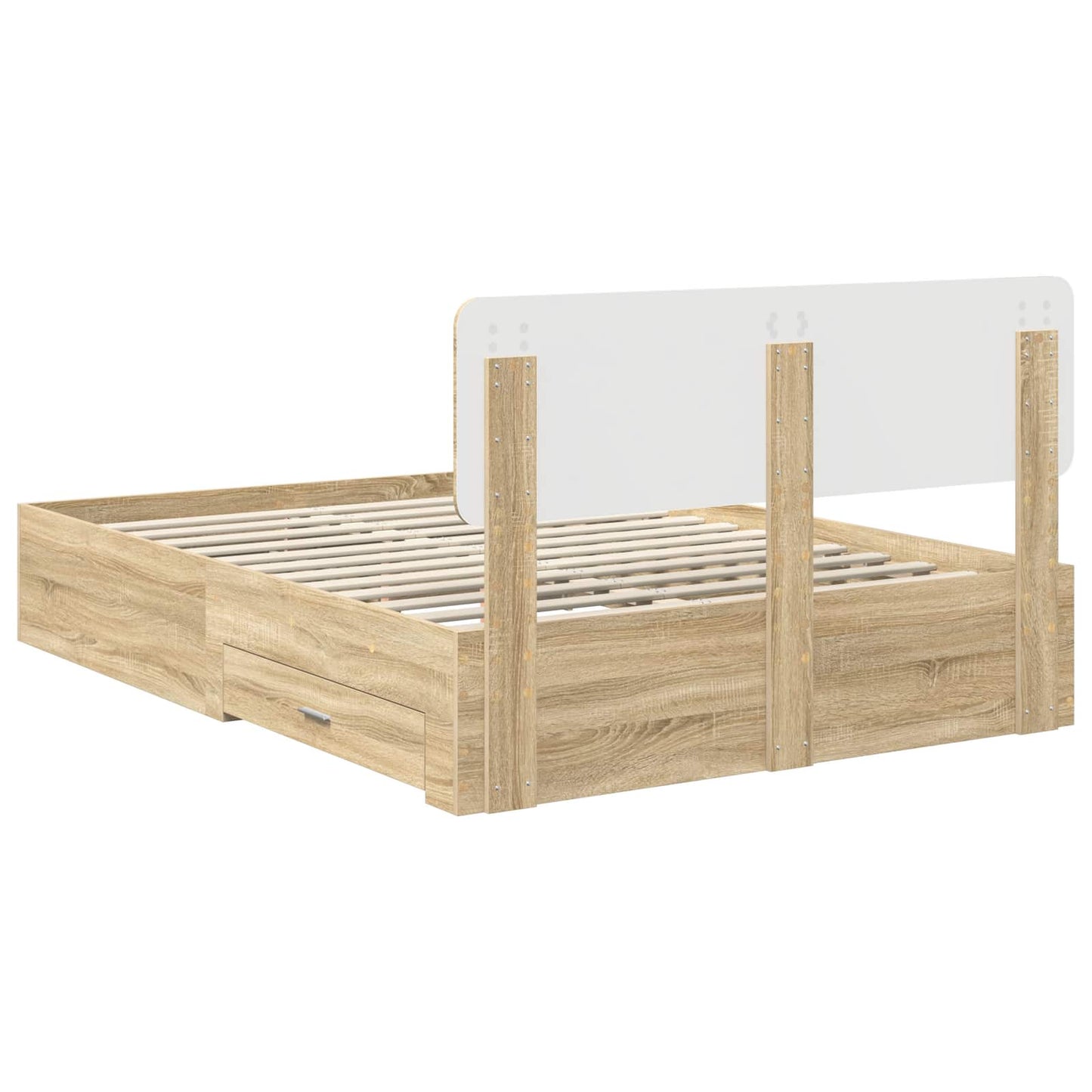 vidaXL Bettrahmen mit Kopfteil Sonoma-Eiche 150 x 200 cm Holzwerkstoff
