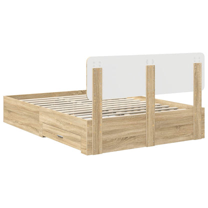 vidaXL Bettrahmen mit Kopfteil Sonoma-Eiche 150 x 200 cm Holzwerkstoff