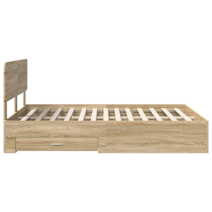 vidaXL Bettrahmen mit Kopfteil Sonoma-Eiche 150 x 200 cm Holzwerkstoff