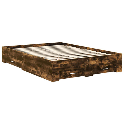 vidaXL Bettrahmen Geräucherte Eiche 150 x 200 cm Holzwerkstoff