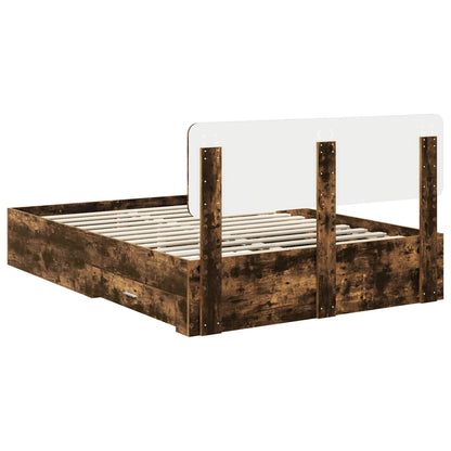 vidaXL Bettrahmen Geräucherte Eiche 150 x 200 cm Holzwerkstoff