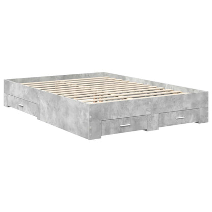 vidaXL Bettrahmen mit Kopfteil Beton Grau 140 x 200 cm Holzwerkstoff