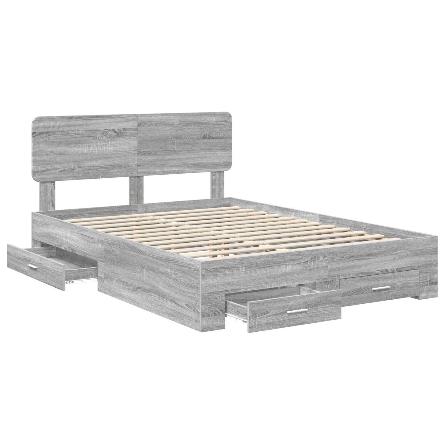 vidaXL Bettrahmen Graues Sonoma 140 x 200 cm Holzwerkstoff