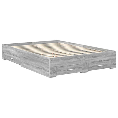 vidaXL Bettrahmen Graues Sonoma 140 x 200 cm Holzwerkstoff
