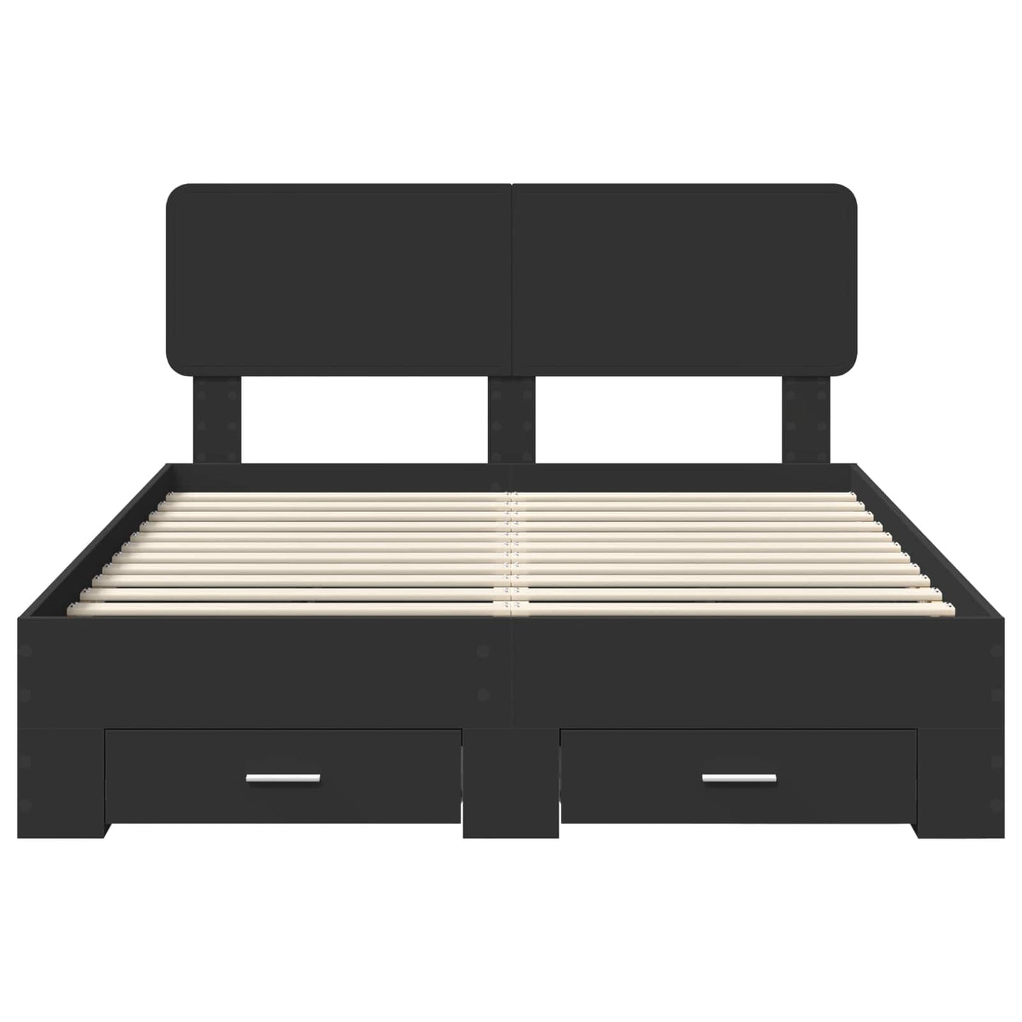 Bettrahmen mit Kopfteil Schwarz 140 x 190 cm Holzwerkstoff