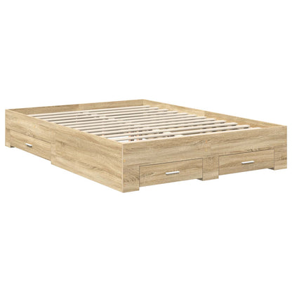 vidaXL Bettrahmen mit Kopfteil Sonoma-Eiche 140 x 190 cm Holzwerkstoff