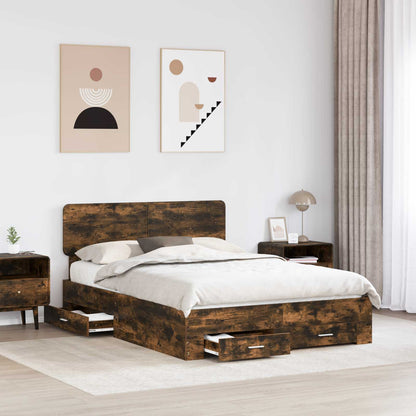 vidaXL Bettrahmen Geräucherte Eiche 140 x 190 cm Holzwerkstoff