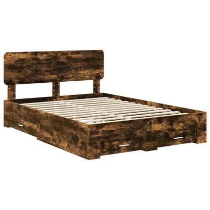 vidaXL Bettrahmen Geräucherte Eiche 140 x 190 cm Holzwerkstoff
