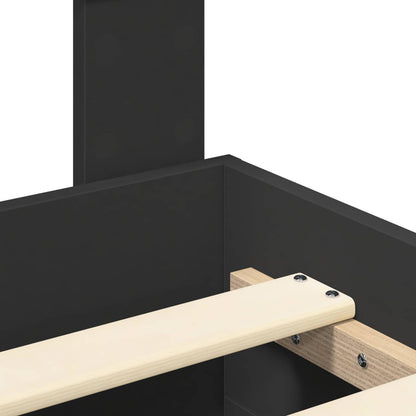 vidaXL Bettrahmen mit Kopfteil Schwarz 135 x 190 cm Holzwerkstoff