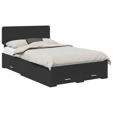 vidaXL Bettrahmen mit Kopfteil Schwarz 135 x 190 cm Holzwerkstoff