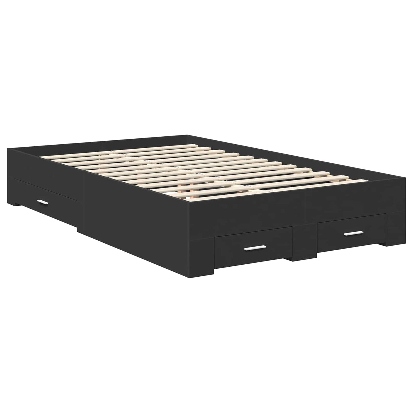 vidaXL Bettrahmen mit Kopfteil Schwarz 135 x 190 cm Holzwerkstoff