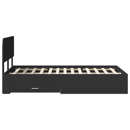 vidaXL Bettrahmen mit Kopfteil Schwarz 135 x 190 cm Holzwerkstoff