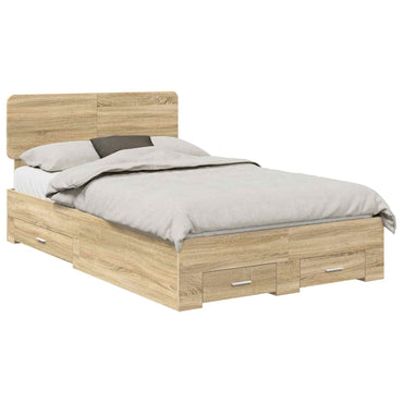 vidaXL Bettrahmen mit Kopfteil Sonoma-Eiche 135 x 190 cm Holzwerkstoff