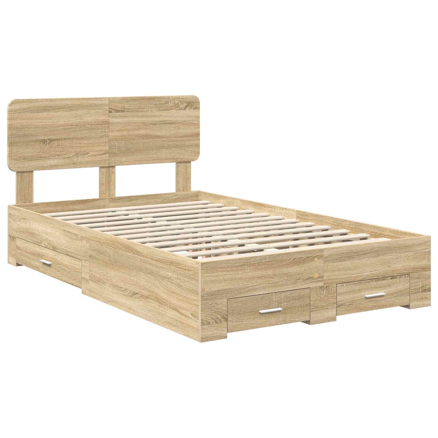 vidaXL Bettrahmen mit Kopfteil Sonoma-Eiche 135 x 190 cm Holzwerkstoff