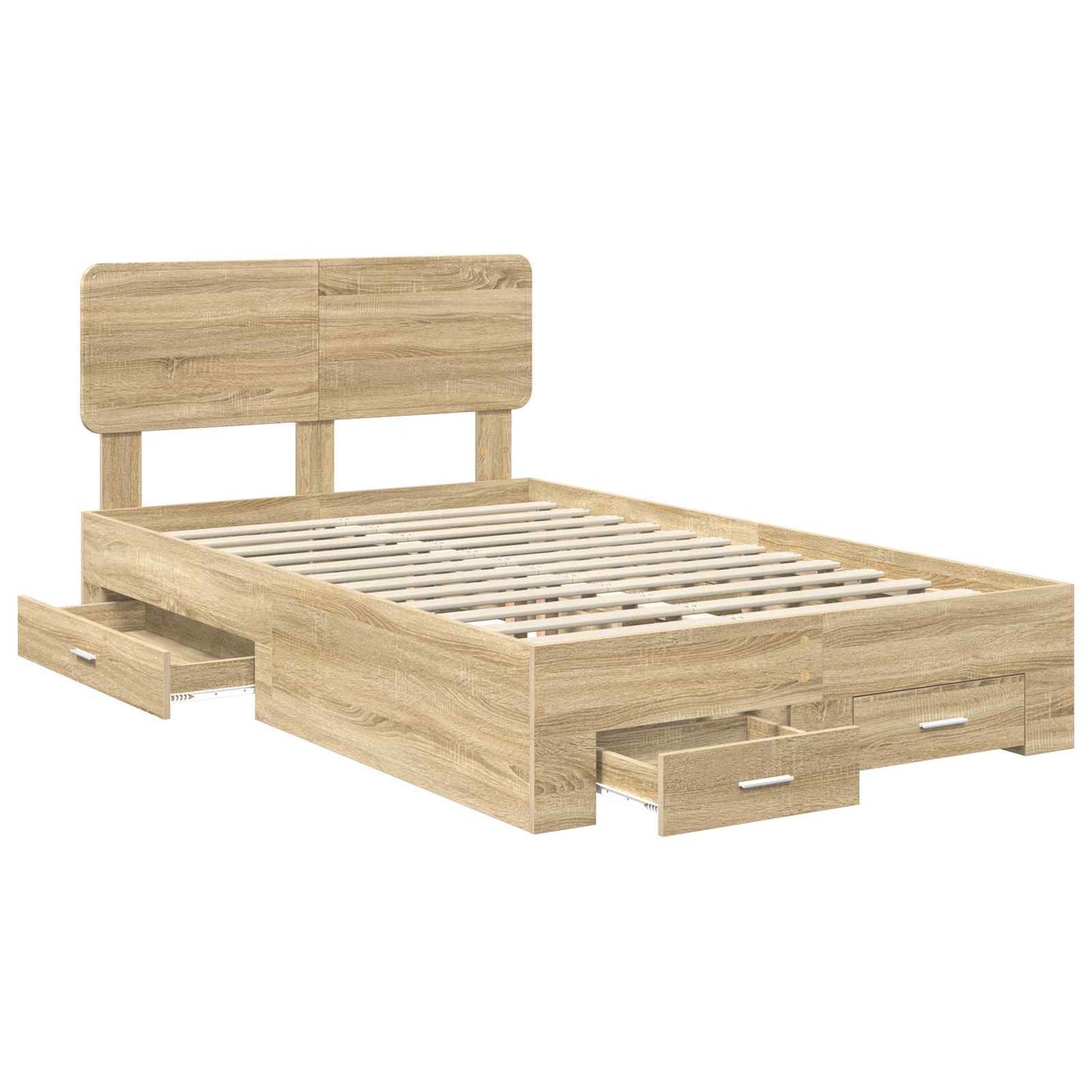 vidaXL Bettrahmen mit Kopfteil Sonoma-Eiche 135 x 190 cm Holzwerkstoff