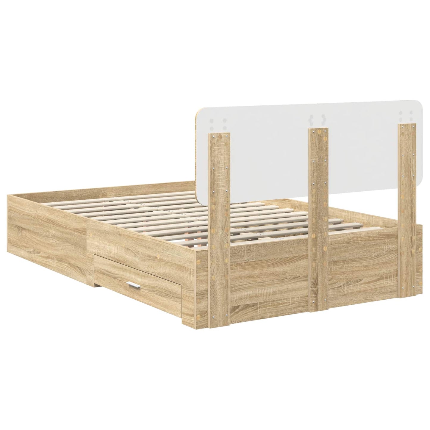 vidaXL Bettrahmen mit Kopfteil Sonoma-Eiche 135 x 190 cm Holzwerkstoff