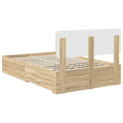 vidaXL Bettrahmen mit Kopfteil Sonoma-Eiche 135 x 190 cm Holzwerkstoff