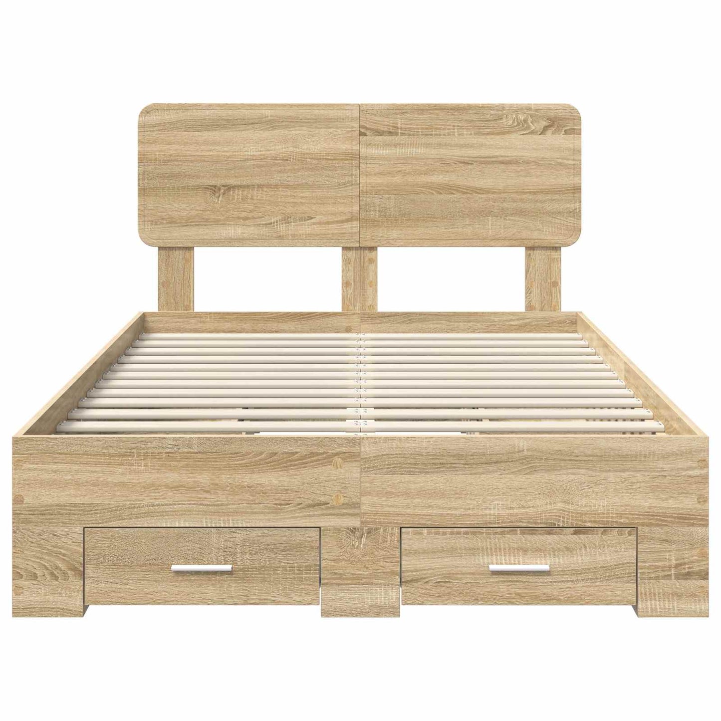 vidaXL Bettrahmen mit Kopfteil Sonoma-Eiche 135 x 190 cm Holzwerkstoff