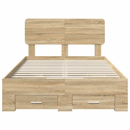 vidaXL Bettrahmen mit Kopfteil Sonoma-Eiche 135 x 190 cm Holzwerkstoff