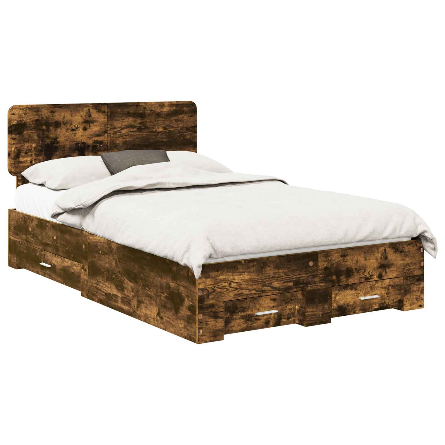 vidaXL Bettrahmen Geräucherte Eiche 135 x 190 cm Holzwerkstoff