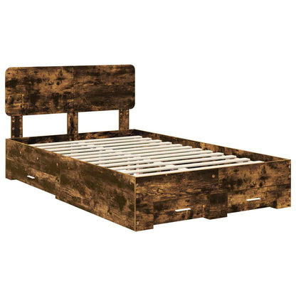 vidaXL Bettrahmen Geräucherte Eiche 135 x 190 cm Holzwerkstoff