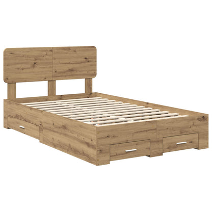 vidaXL Bettrahmen Artisan-Eiche 135 x 190 cm Holzwerkstoff