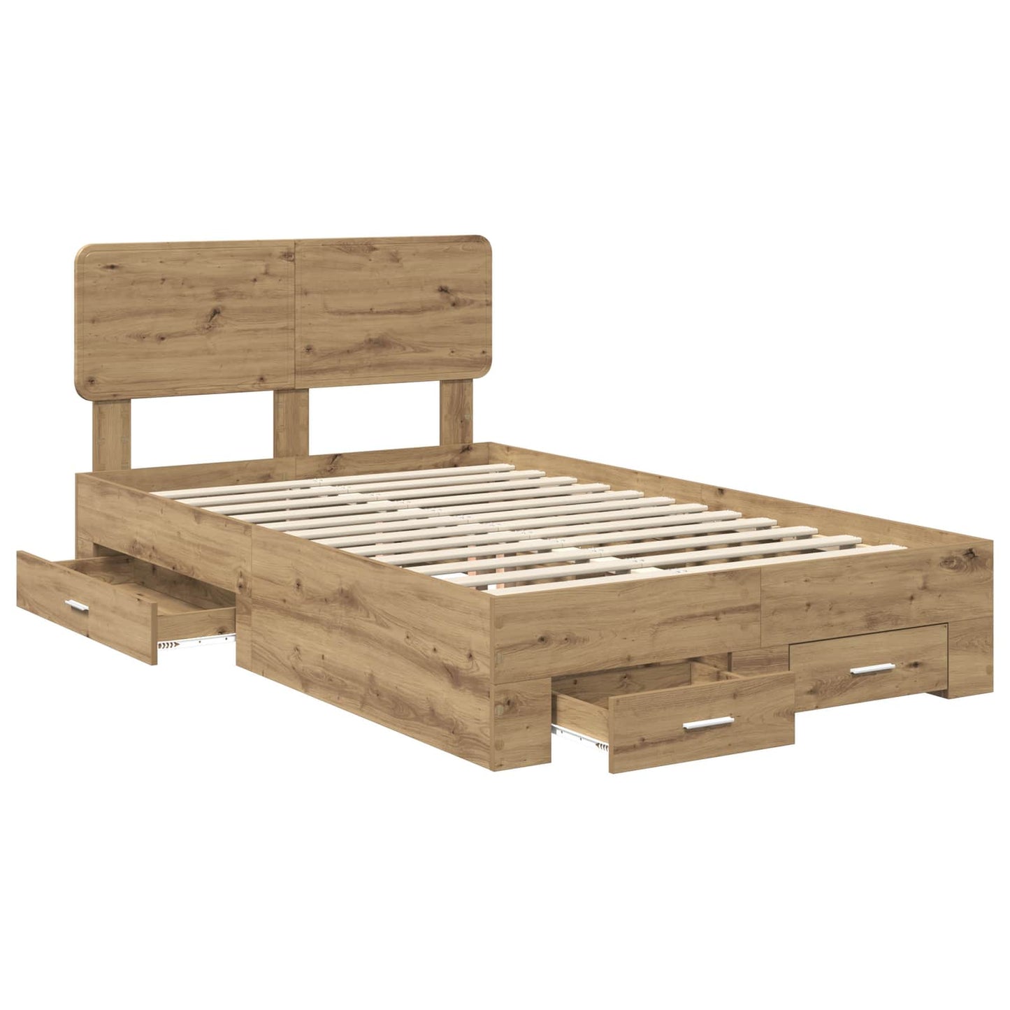 vidaXL Bettrahmen Artisan-Eiche 135 x 190 cm Holzwerkstoff