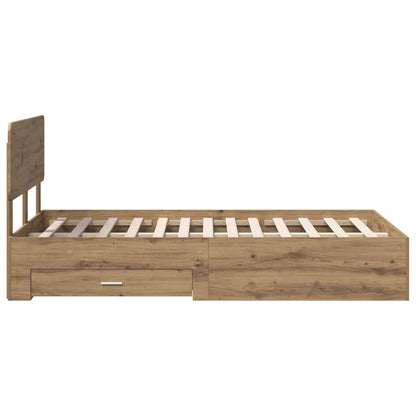 vidaXL Bettrahmen Artisan-Eiche 135 x 190 cm Holzwerkstoff