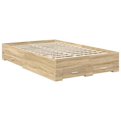 vidaXL Bettrahmen mit Kopfteil Sonoma-Eiche 120 x 200 cm Holzwerkstoff