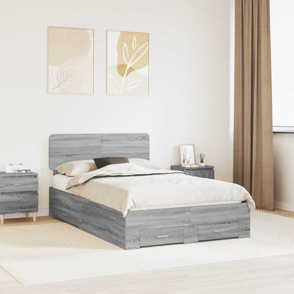 vidaXL Bettrahmen Graues Sonoma 120 x 200 cm Holzwerkstoff