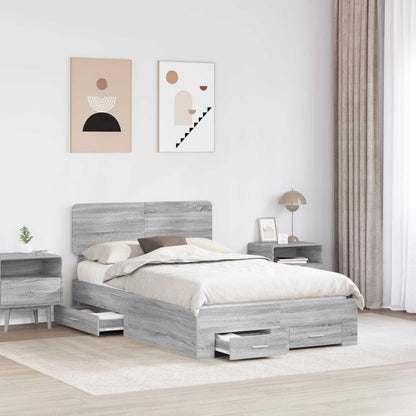 vidaXL Bettrahmen Graues Sonoma 120 x 200 cm Holzwerkstoff
